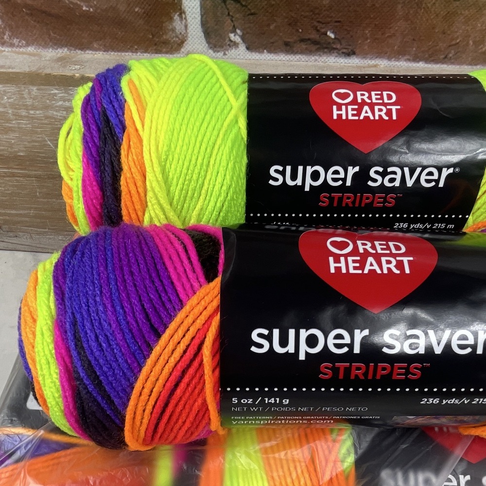 Bright Stripe - Red Heart Super Saver - 5oz/141g - 236 yds Lot Of 5 - New - Picture 3 of 7